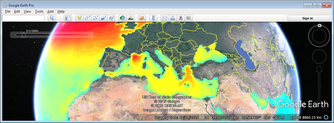 Google Earth monthly P90 exceedance surface wind speed