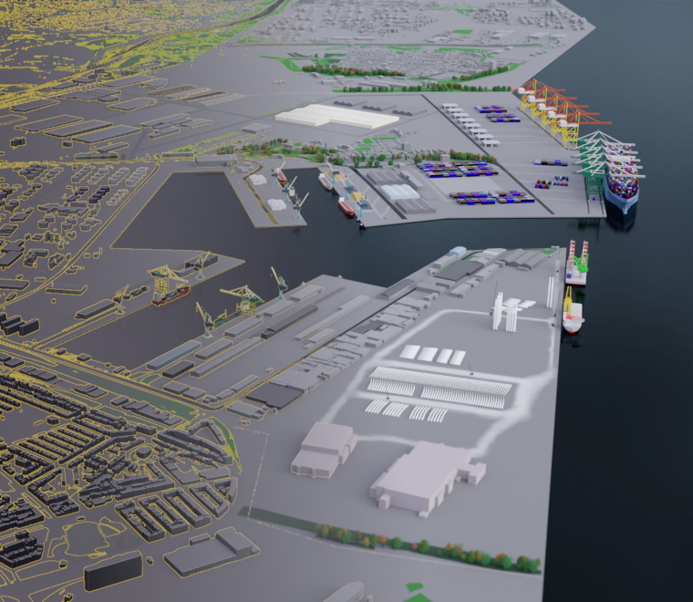 Managing port assets using 3D visuals 